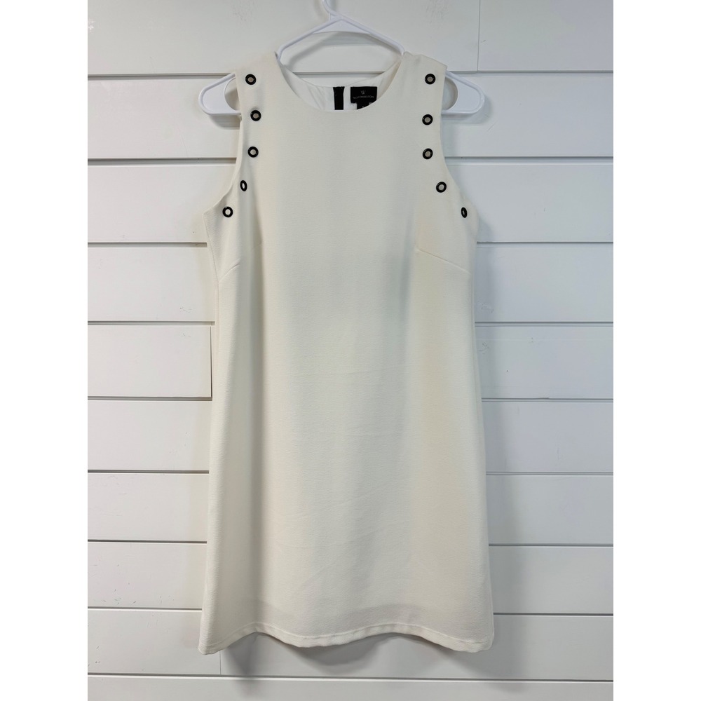 Worthington Womens Ivory White Grommet Sleeveless Shift Dress Size 6 Exposed Zip